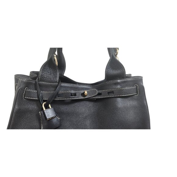 Suarez Made in Italy Black Leather Tote Shoulder Bag Gold Hardware Large Structu - Picture 3 of 16